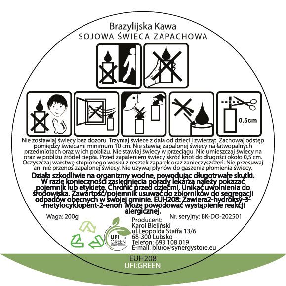 Brazylijska Kawa świeca sojowa 250 ml