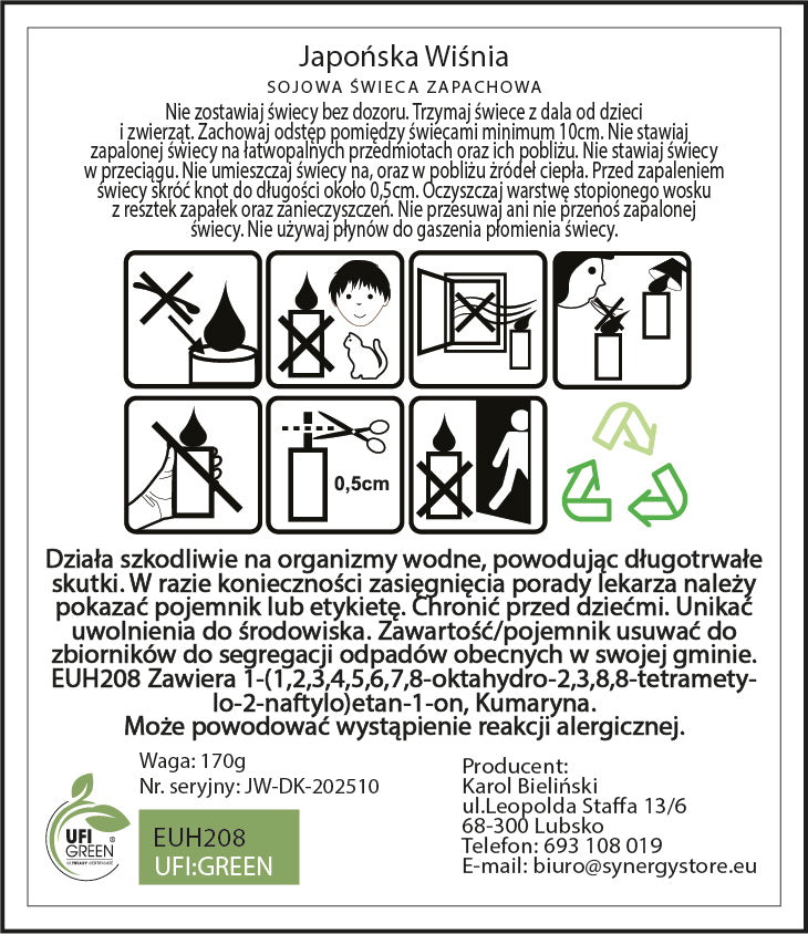 Japońska Wiśnia świeca sojowa 220 ml