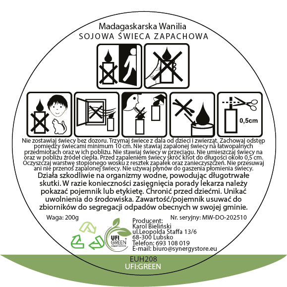 Madagaskarska Wanilia świeca sojowa 250 ml