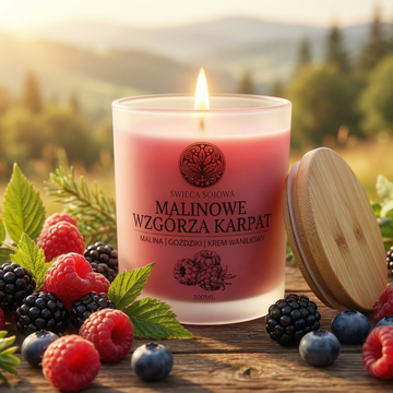 Malinowe Wzgórza Karpat świeca sojowa 300 ml