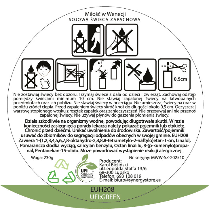 Miłość z Wenecji świeca sojowa 300 ml