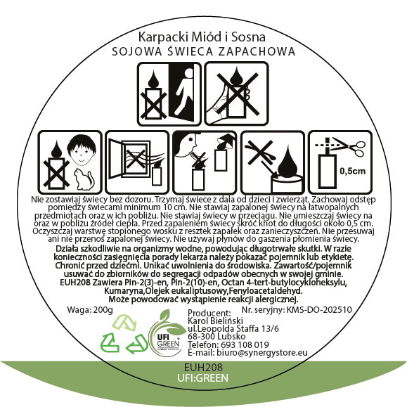 Karpacki Miód i Sosna świeca sojowa 250 ml