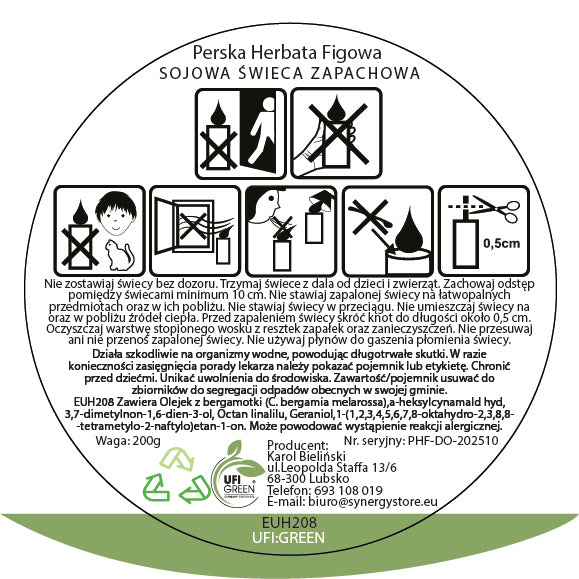 Perska Herbata Figowa świeca sojowa 250 ml