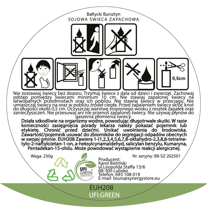 Bałtycki Bursztyn świeca sojowa 300 ml
