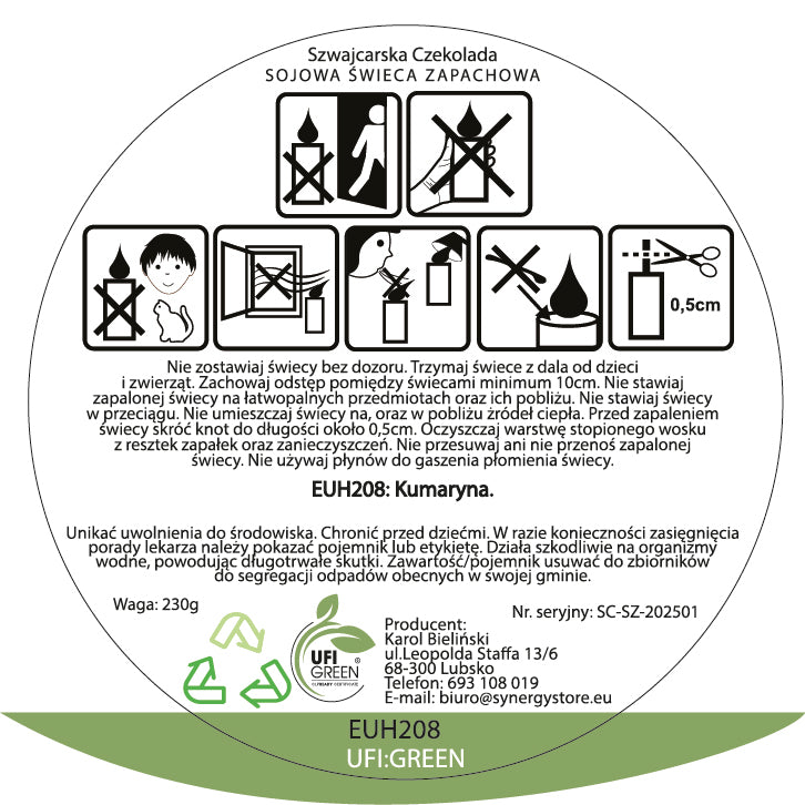 Szwajcarska Czekolada świeca sojowa 300 ml