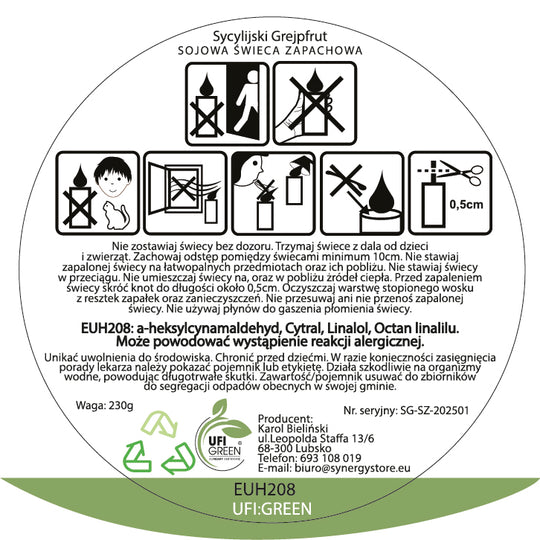 Sycylijski Grejpfrut świeca sojowa 300 ml