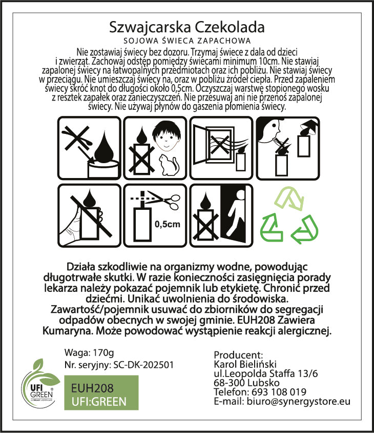 Szwajcarska Czekolada świeca sojowa 220 ml