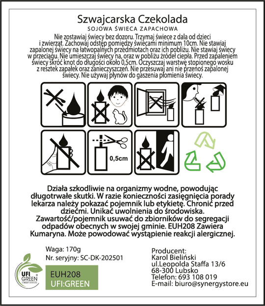 Szwajcarska Czekolada świeca sojowa 220 ml