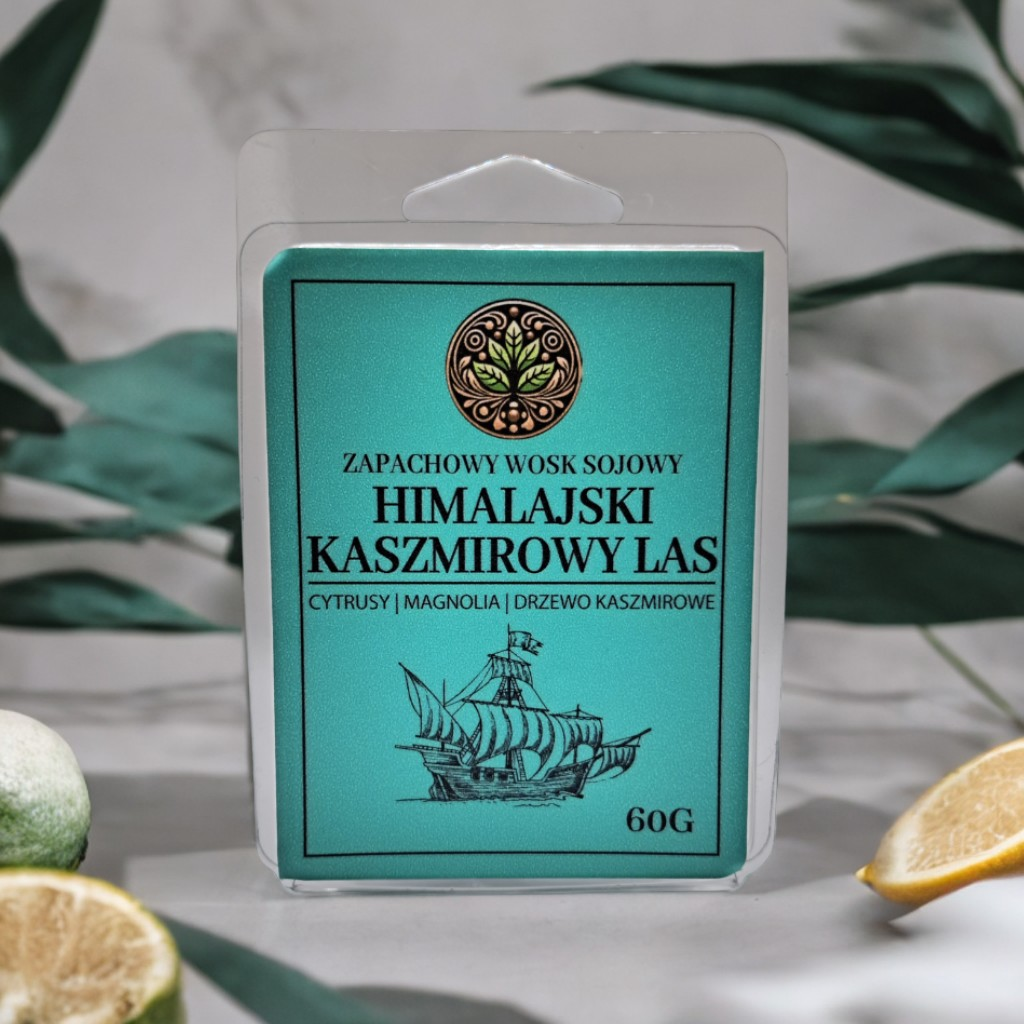 Wosk zapachowy sojowy Himalajski Kaszmirowy Las 60 g – widok frontalny.