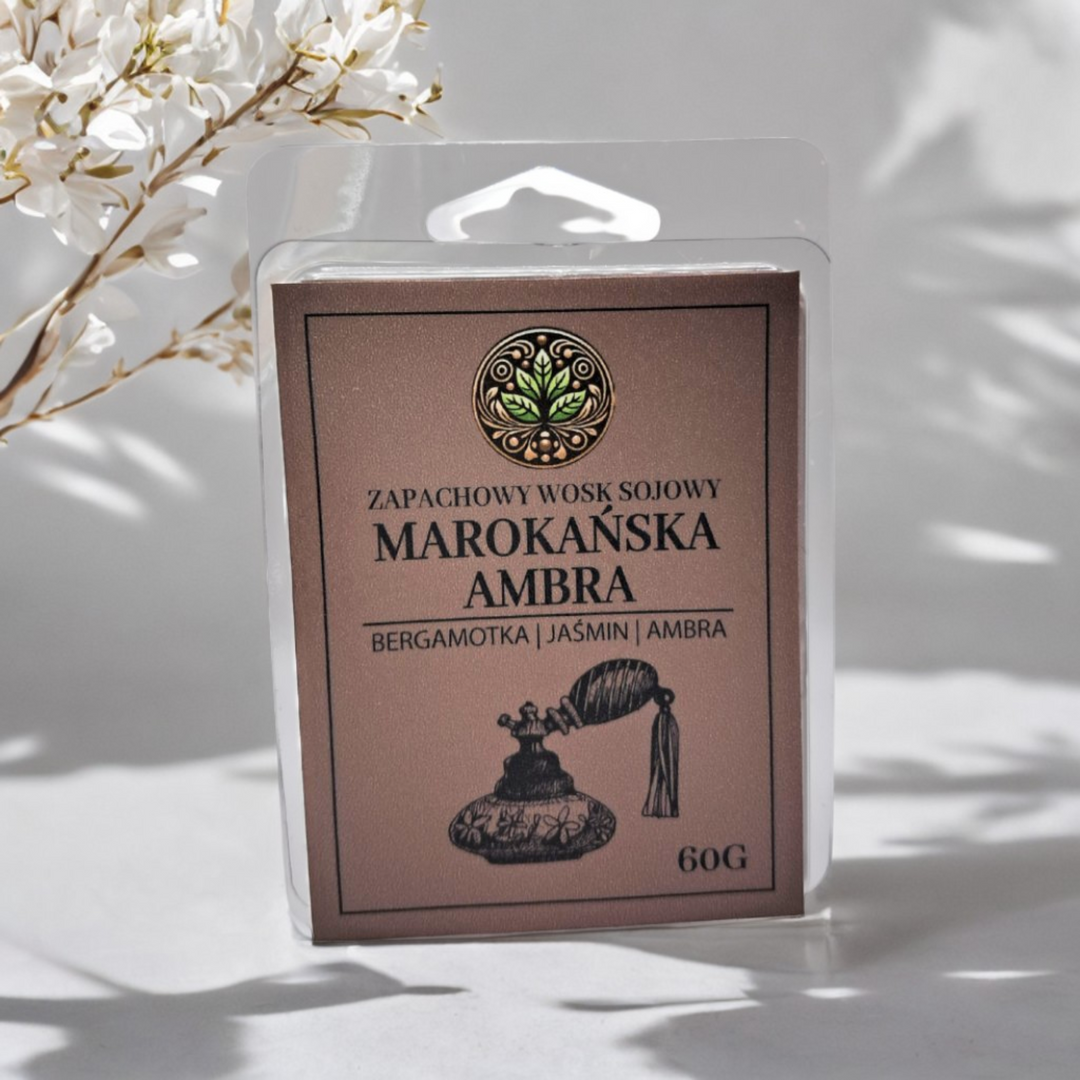 Wosk zapachowy sojowy Marokańska Ambra 60 g – widok frontalny.