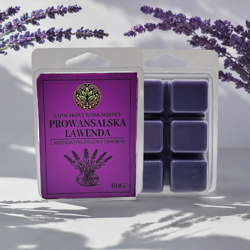 Wosk zapachowy Prowansalska Lawenda 60 g – aranżacja inspirowana polami lawendy w Prowansji.