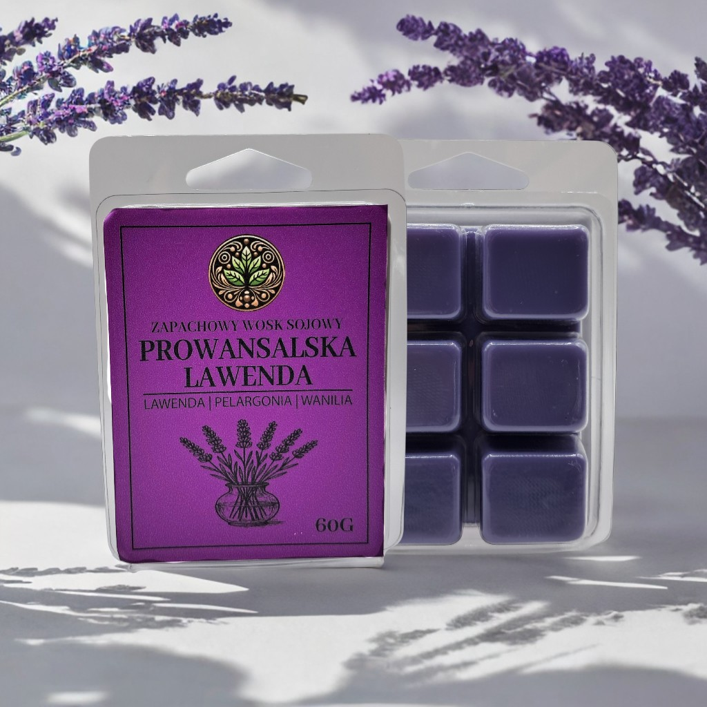 Wosk zapachowy Prowansalska Lawenda 60 g – aranżacja inspirowana polami lawendy w Prowansji.