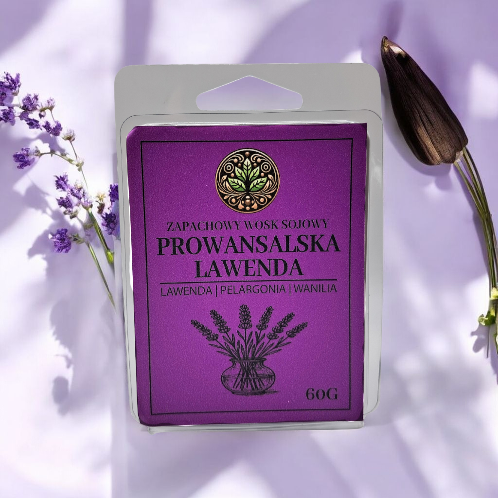 Wosk zapachowy sojowy Prowansalska Lawenda 60 g – widok frontalny.
